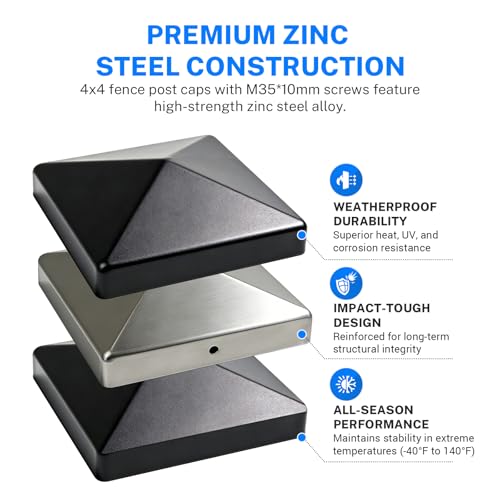 4x4 Post Caps Zinc Steel‌ Black