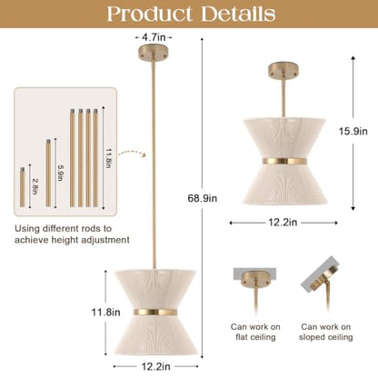 12.2” Rattan Pendant Light for Dining Room