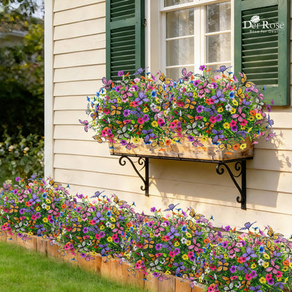 12Pcs Artificial Flowers for Outdoors with Large Fake Butterfly Flowers