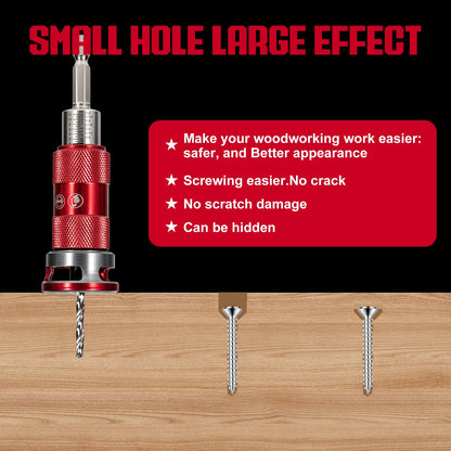 Upgrade 8PCS Countersink Drill Bits Set with Adjustable Depth Stopper (Red / 8 Pcs)