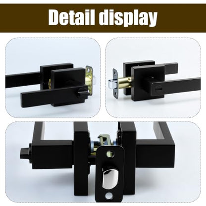 Matte Black keyless Button Lock for Door Handle. Privacy Indoor Door Handle