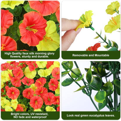 Artificial Flowers for Outdoors Fake Plants Outside Decoration (12 Bundles Multi-color (6 Yellow, 6 Orange))