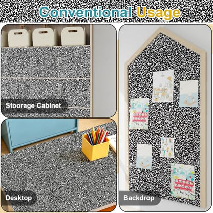 White and Black Contact Paper Composition Wallpaper Peel and Stick Wallpaper Vintage Removable Self Adhesive Waterproof Vinyl Wall Paper