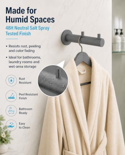 Double Heavy Duty wall Hooks (Cement Gray)