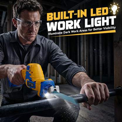 Cordless Reciprocating Saw Compatible with Dewalt 20V Battery (Light Yellow)