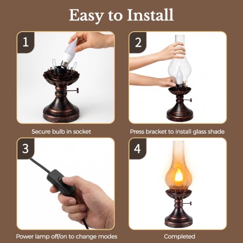 Vintage Table Lamp with Flame Bulb