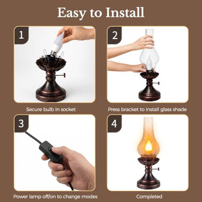 Vintage Table Lamp with Flame Bulb