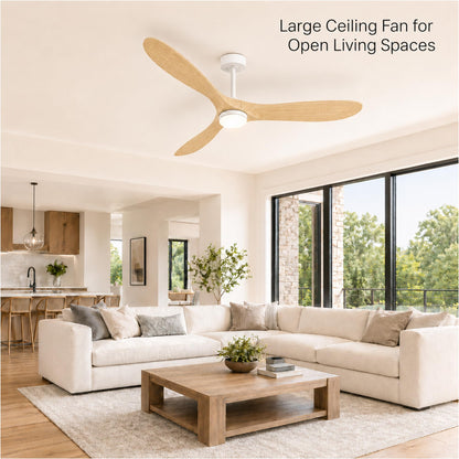 60" Ceiling Fan with Light (White/Light Oak / 60 Inches)