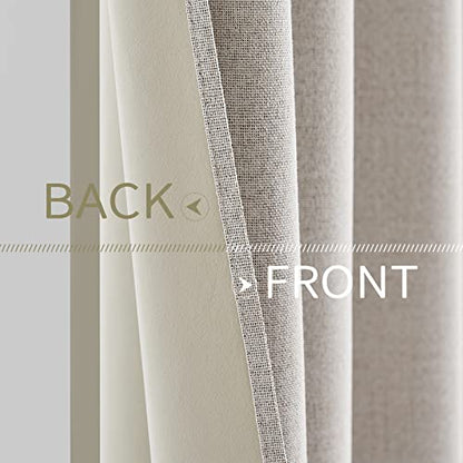 100% Blackout Linen Curtains for Bedroom 52x94 Inches Ivory (Ivory / 52"W x 94"L (Pack of 2))