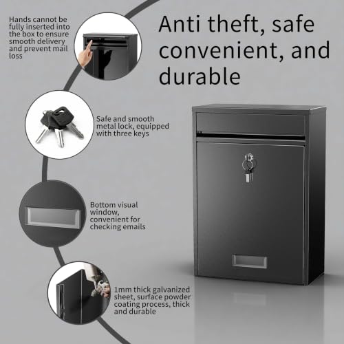 Wall Mounted Locking Mailbox for Outside