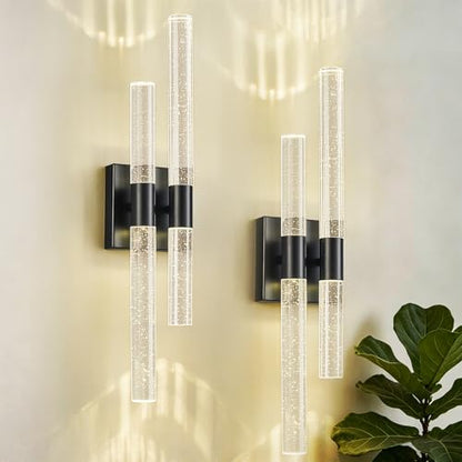 Modern Crystal Wall Sconces Hardwired Wall Sconce Bathroom Vanity Lights Fixtures 4000K Wall Light