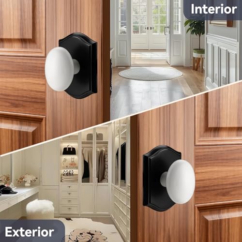 White Door Knobs Interior with Black Camelot Trim