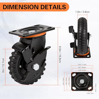 Caster Wheels 4pcs Heavy Duty Swivel with Brake