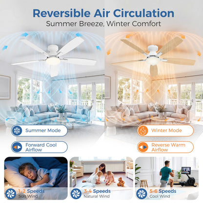 42 Inch Ceiling Fans with Lights (White&Wood Grain / 42 Inch)