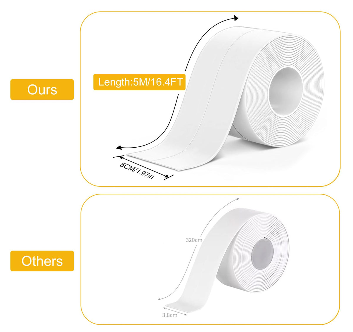 Caulk Tape Self Adhesive (White-1.97IN-16.4FT)