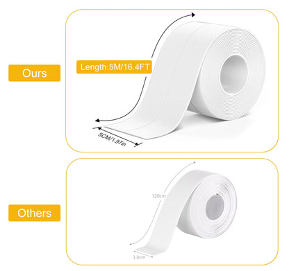 Caulk Tape Self Adhesive (White-1.97IN-16.4FT)