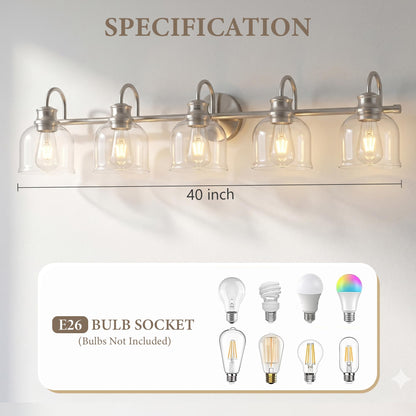 5 Lights 40" Bathroom Vanity Light Fixtures (Brushed Nickel / 5 Lights)