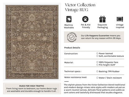 Hallway Runner Rugs 2x12 Brown Vintage Rug (Retro | Brown / 2' x 12' (Runner))