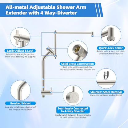 All Metal Rain Shower Head with Handheld Spray Combo