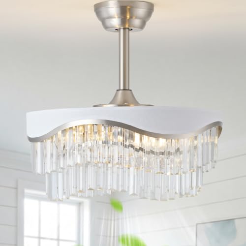 20" Gold Crystal Fandelier Ceiling Fan with Light