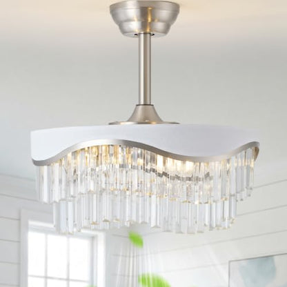 20" Gold Crystal Fandelier Ceiling Fan with Light
