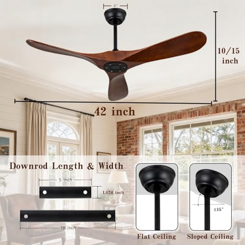 42 inch solid wood ceiling fan without lights