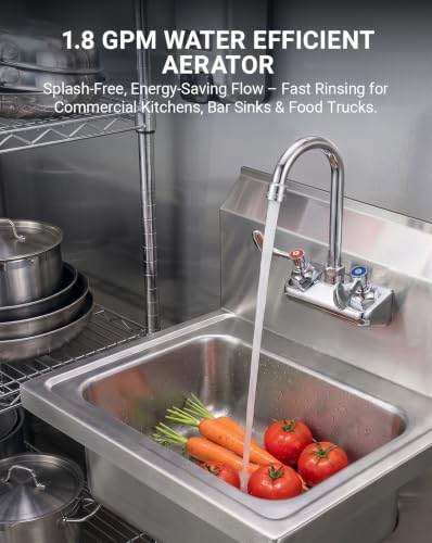 Commercial Sink Faucet Wall Mount 4" Center Hand Sink Faucet 3