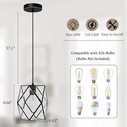 1 Light Modern Geometric Clear Glass Pendant Light