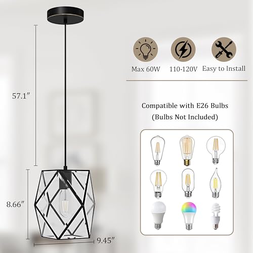 1 Light Modern Geometric Clear Glass Pendant Light