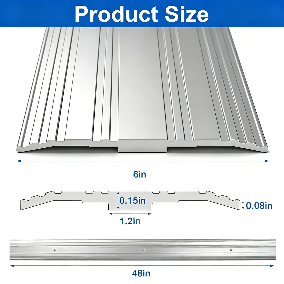 Sturdy Aluminum Door Threshold for Doorways (48''L x 6''W (2pcs) / Silver)