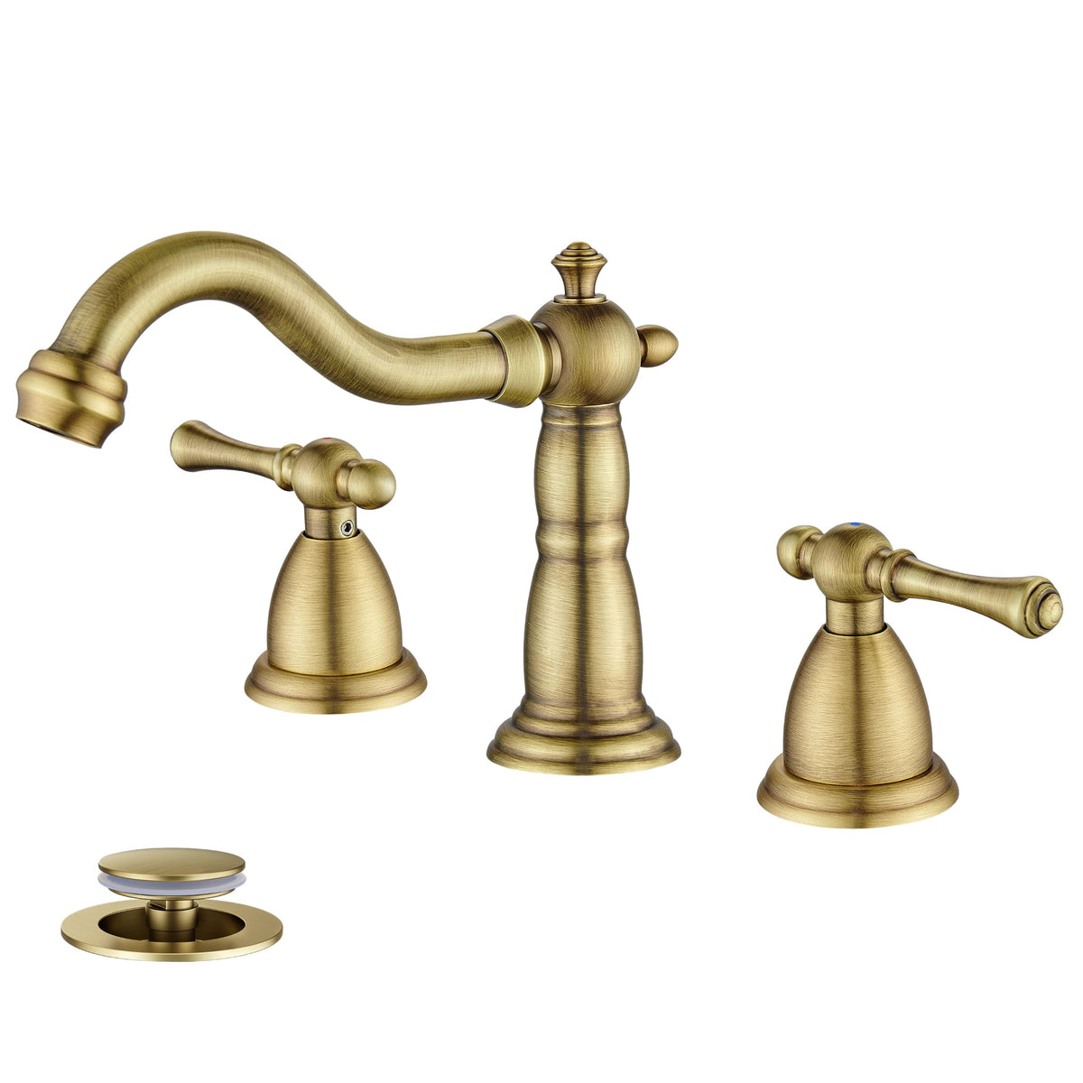Bathroom Sink Faucet 3 Hole Vintage 8 inch Widespread Antique Brass (Antique Brass)