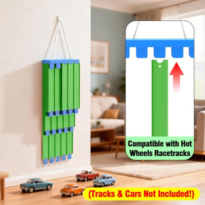 Wall Mounted Track Storage Organizer Compatible with Hot Wheels Race Tracks