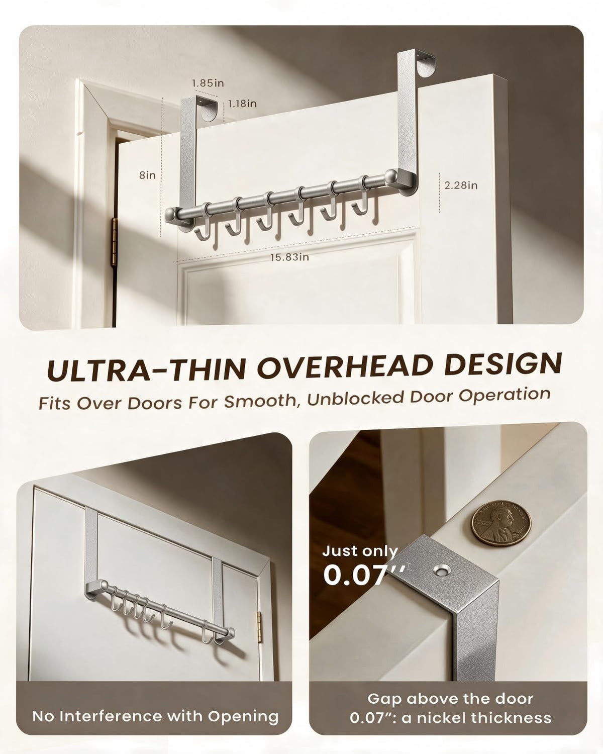 Heavy Duty Over The Door Hooks (Silver)