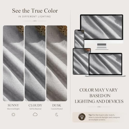 Grey Linen Curtains 102 Inches Long Drape for Living Room 2 Panels (Grey / 52"W x 102"L (Pack of 2))