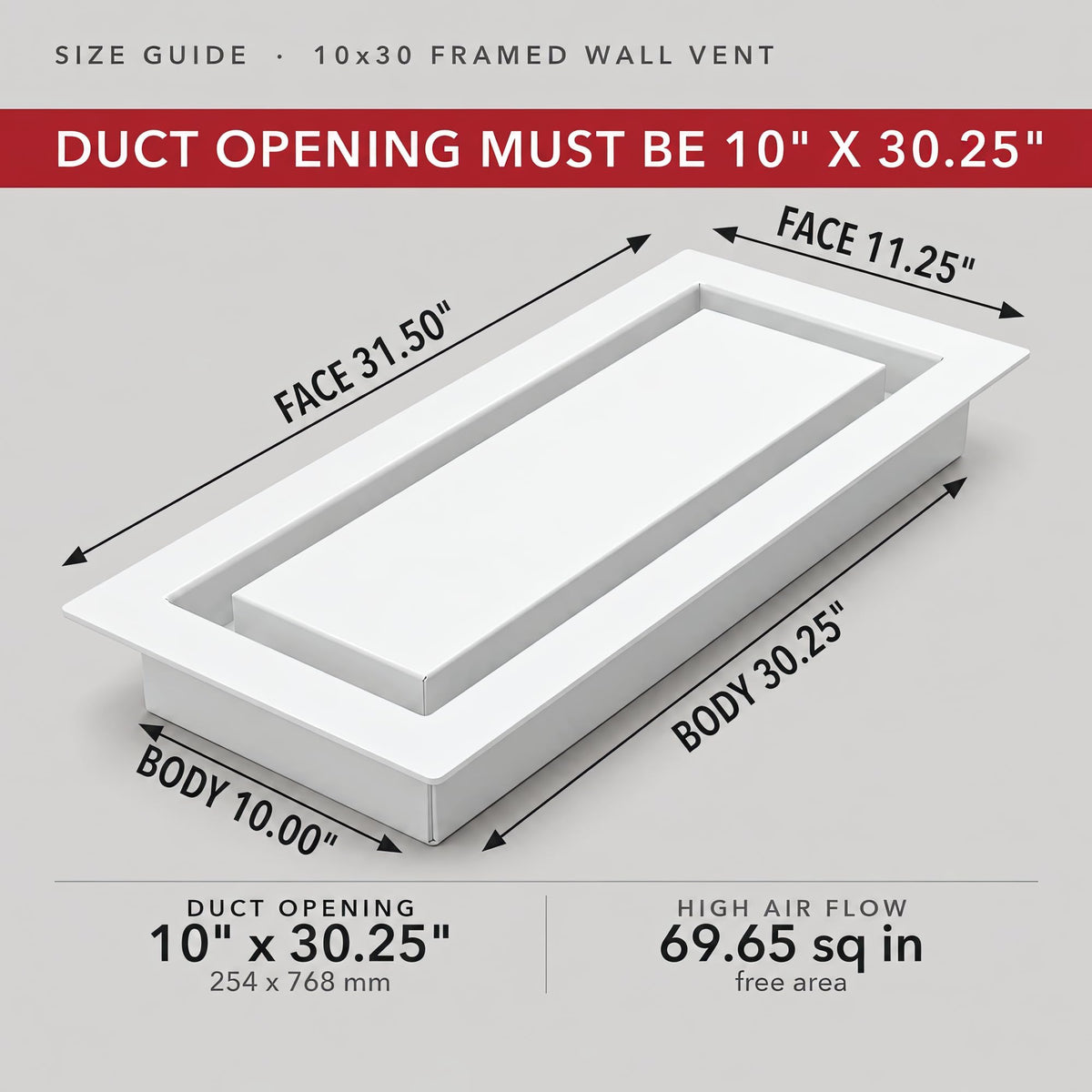 10x30 Metal Framed Wall Vent (10x30)
