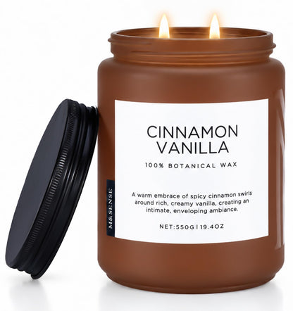 Scented Candle Cinnamonvanilla Fragrance for Fall Winter Home Decor (Large Jar / CinnamonVanilla)