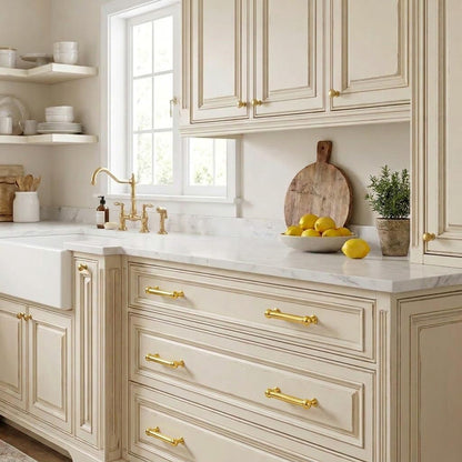 5 Pack 12 inch Solid Handles Real Unlacquered Brass Cabinet Pulls (Unlacquered Brass / 12 Inch)