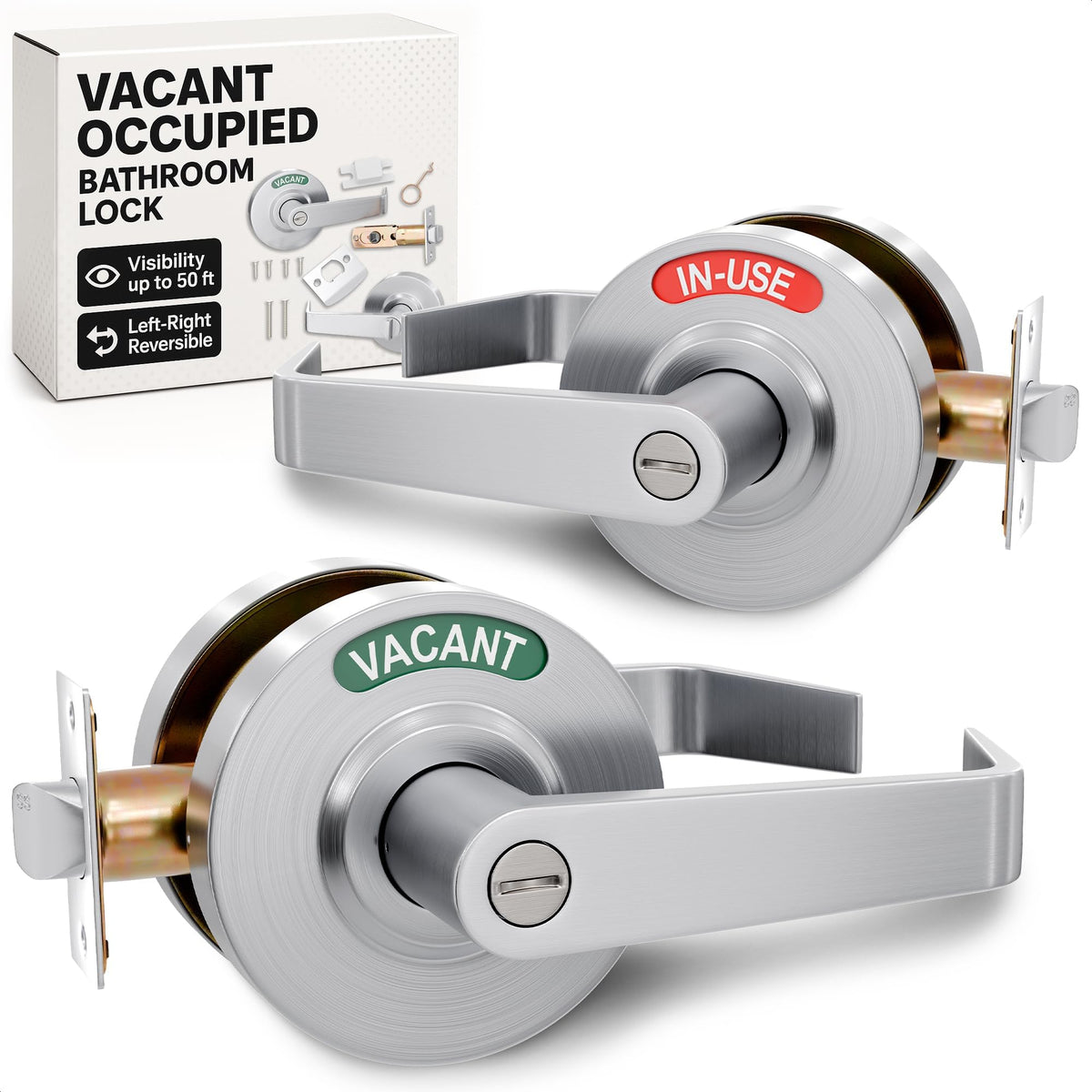 Vacant Occupied Bathroom Lock (Silver Light)