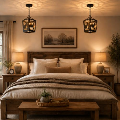 Farmhouse Rustic Semi Flush Mount Ceiling Light Fixture