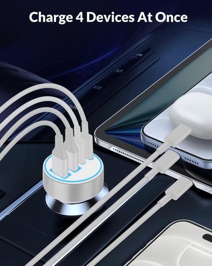 for iPhone 18 17 16 Car Charger Fast Charging (White)