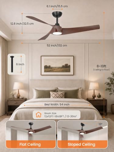 52 inch 3 Blades Ceiling Fan with Remote Control DC Motor
