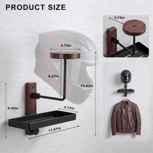 Helmet Holder Wall Mount with Shlef