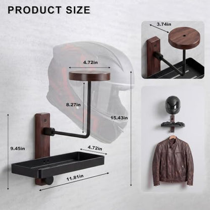 Helmet Holder Wall Mount with Shlef