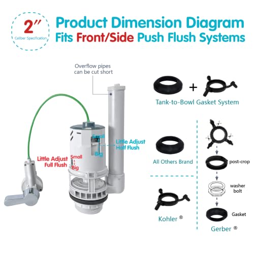 Toilet Tank Replacement Kit with Dual Flush Modes