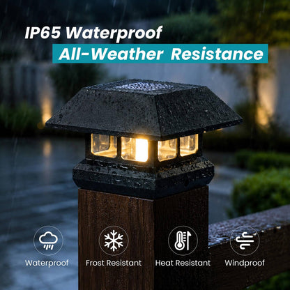 Solar Post Cap Lights for 4x4 & 3.5x3.5 Posts (Black / 2PACK)