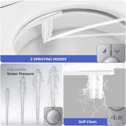 Upgrade Non Electric Bidet Toilet Seat (Chrome & White Toilet Seat)
