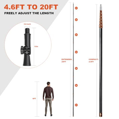 20FT Fiberglass Telescopic Extension Pole (20FT)