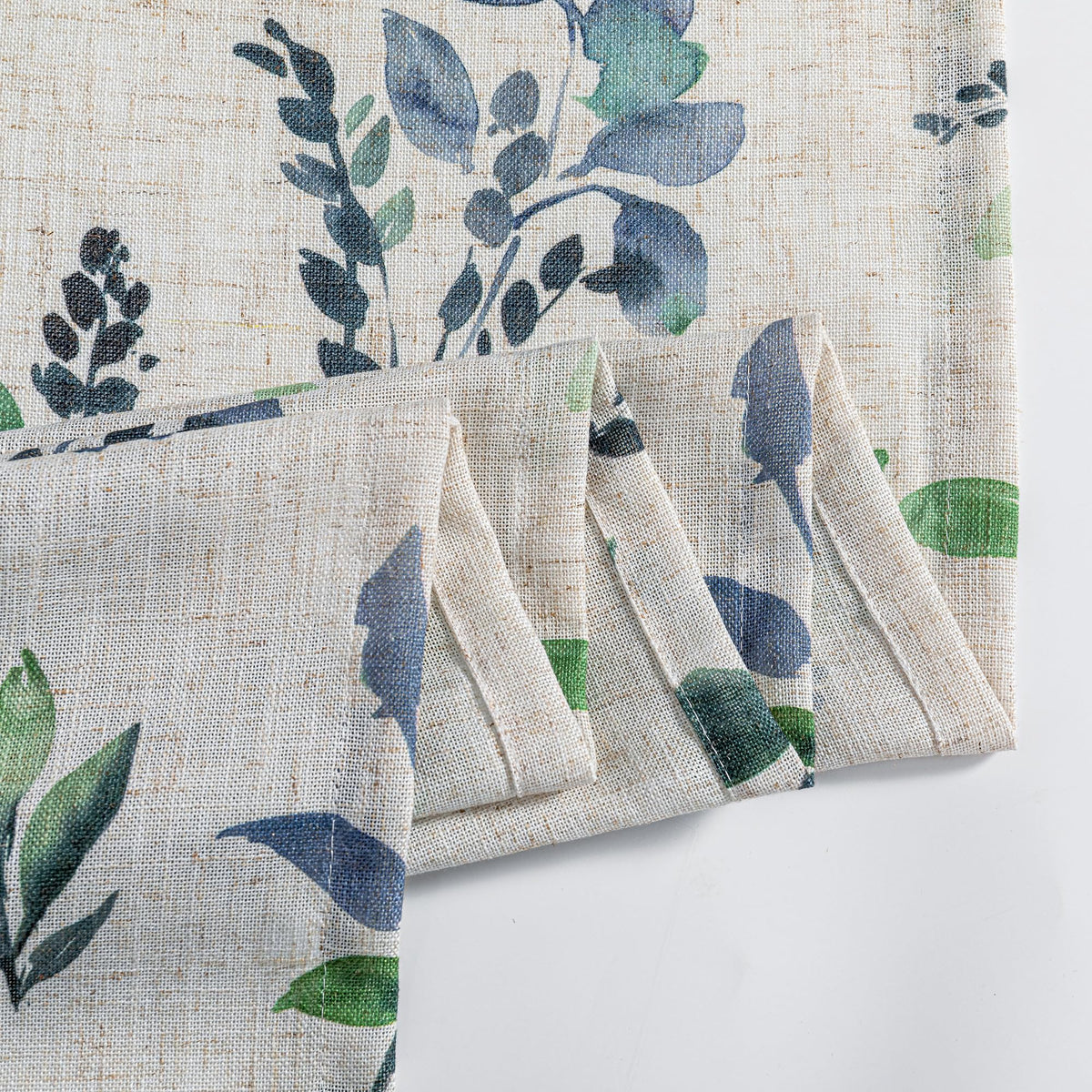 Floral Linen French Door Curtains 40 inch Long 2 Panels for Front Door Light Filtering Privacy Semi Sheer Window Curtains with Rod Pocket (B-green / 24"W x 40"L (Pack of 2))