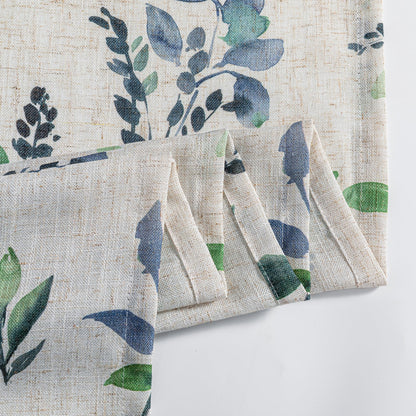 Floral Linen French Door Curtains 40 inch Long 2 Panels for Front Door Light Filtering Privacy Semi Sheer Window Curtains with Rod Pocket (B-green / 24"W x 40"L (Pack of 2))