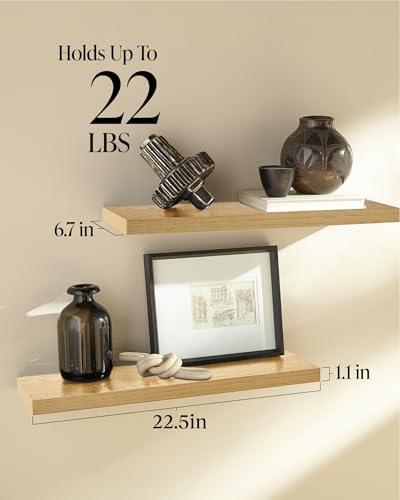 Light Oak Toned Floating Shelves 22.5in (G. Oak-toned - Mid-century Revival Style / 22.5inches)